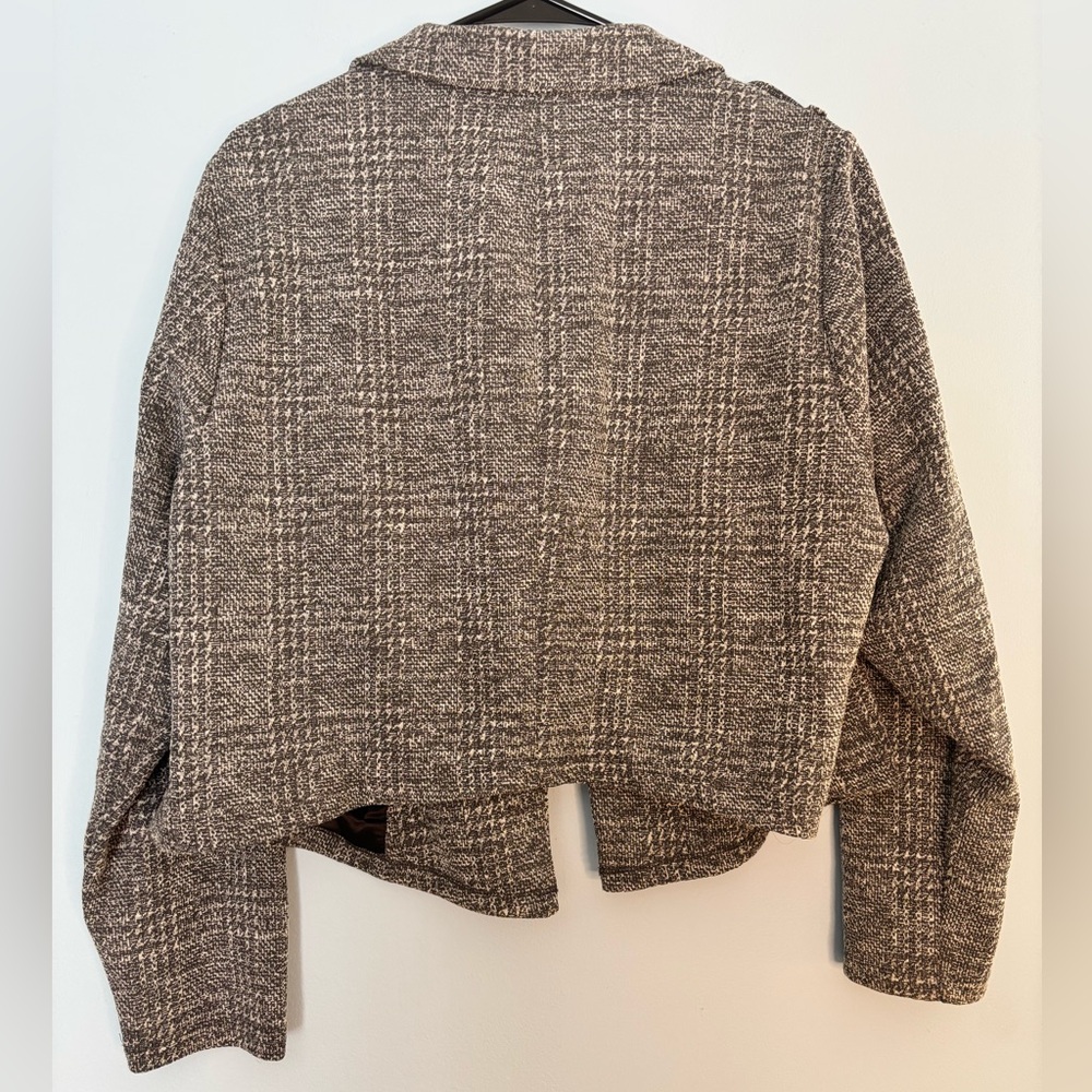 Torrid Studio Crop Military Jacket Size 2x Gray Plaid Double Textured Cropped - Picture 3 of 8